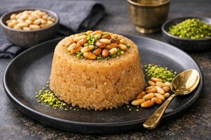 Turkish Semolina Halva with Pine Nuts