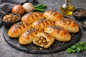 Turkish Onion Pogacha - Soft Savory Pastries with Caramelized Onions