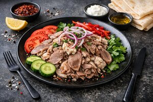 Turkish Cold Meat Salad with Yogurt and Herbs