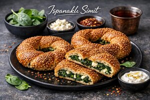 Turkish Spinach Simit - Savory Sesame Ring Bread