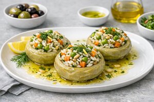 Turkish Stuffed Artichokes with Rice and Herbs