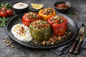 Turkish Stuffed Bell Peppers with Rice and Herbs