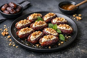 Turkish Stuffed Dates with Walnuts and Cream