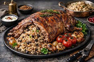 Turkish Stuffed Lamb Shoulder with Rice and Herbs