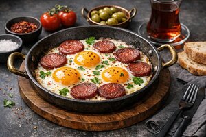 Turkish Sucuk and Eggs Skillet