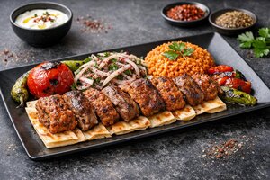 Sultani Kebab - Grilled Mixed Meat Skewers with Rice