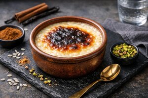 Turkish Rice Pudding with Crispy Caramelized Top