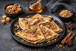 Sweet Walnut Gozleme - Turkish Crispy Flatbread with Honeyed Walnut Filling