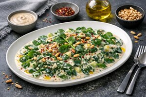 Turkish Purslane Salad with Tahini Yogurt Dressing