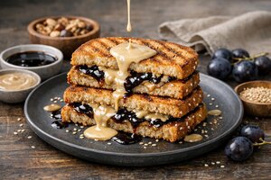 Turkish Tahini Pekmez Toast - Sweet Sesame and Molasses Breakfast