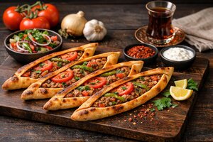 Turkish Tokat Flatbread with Meat and Cheese