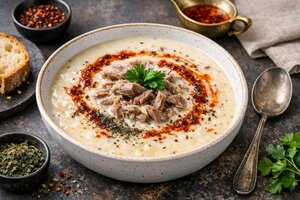 Turkish Toy Lamb Soup with Fresh Herbs and Lemon