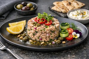 Turkish Tuna Meze with Vegetables and Herbs