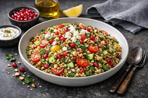Turkish Freekeh Salad with Herbs and Pomegranate