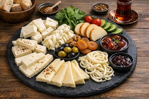 Turkish Cheese Plate with Honey and Nuts