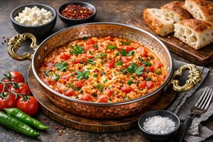 Turkish Egg Shakshuka with Peppers and Tomatoes