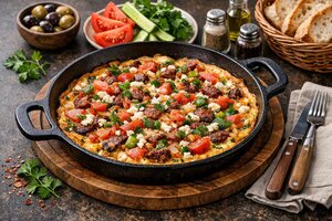 Turkish Village Omelette with Vegetables and Herbs