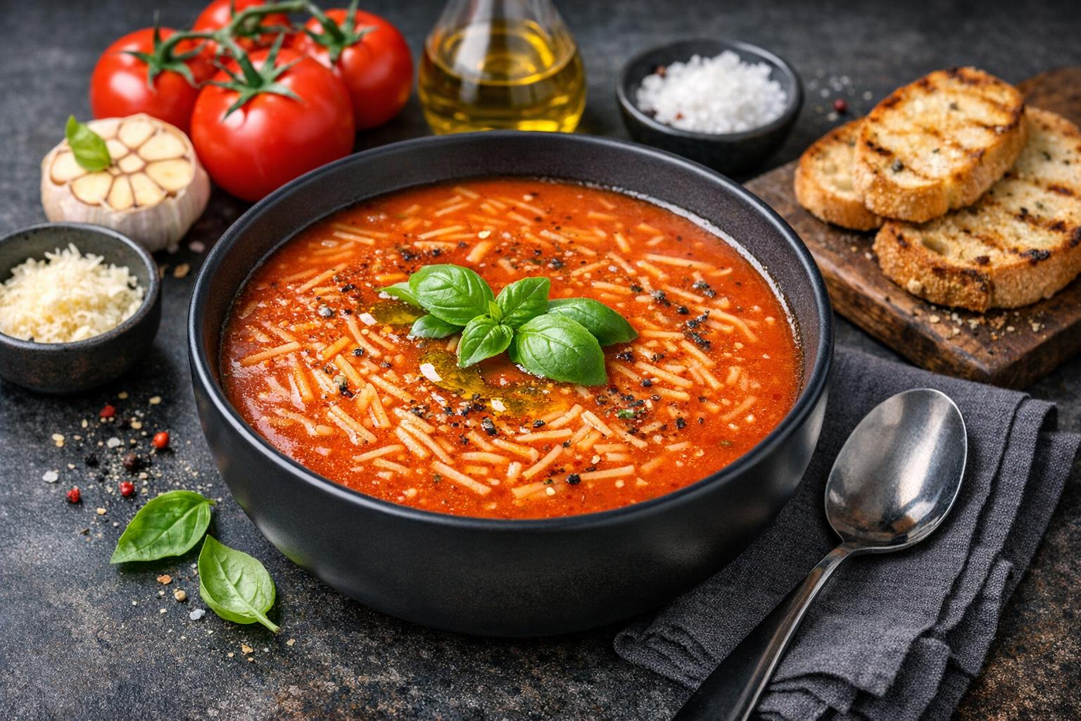 Turkish Tomato Soup with Orzo