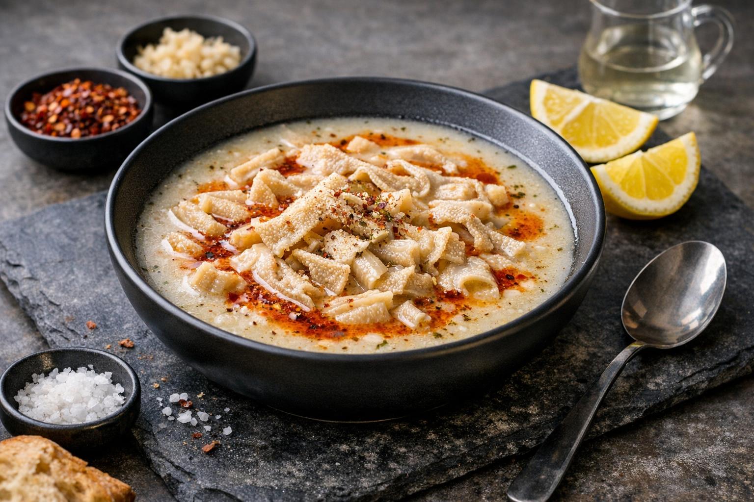 Türkische Kuttelsuppe İşkembe - Traditioneller Innereien-Eintopf