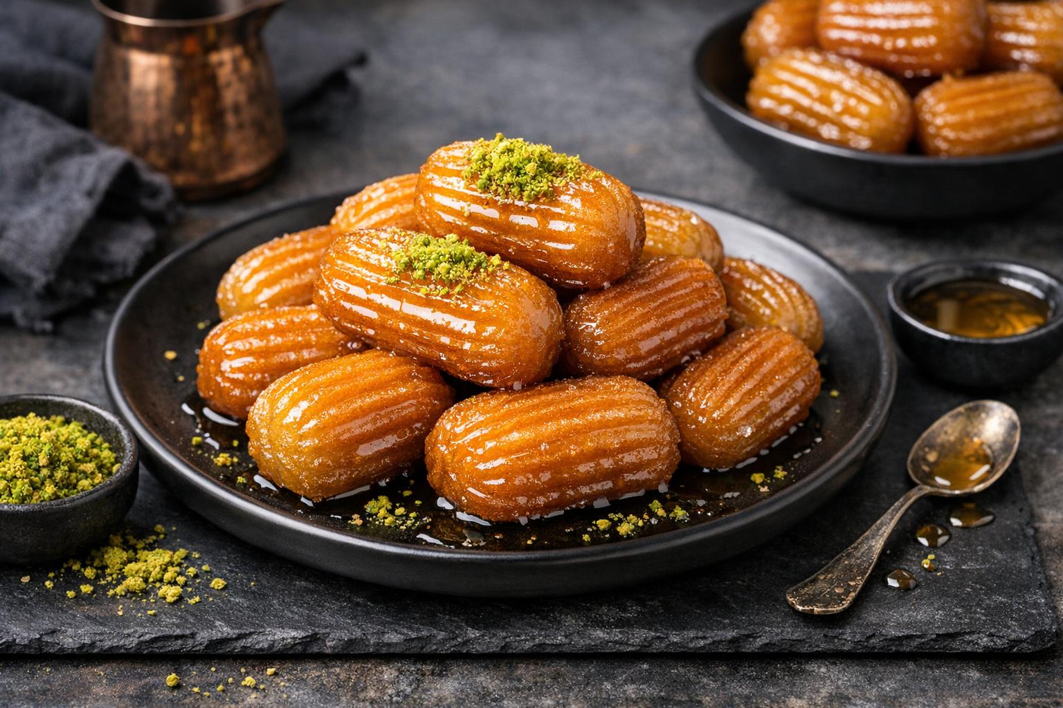 Turkish Tulumba - Crispy Fried Sweet Pastry in Syrup