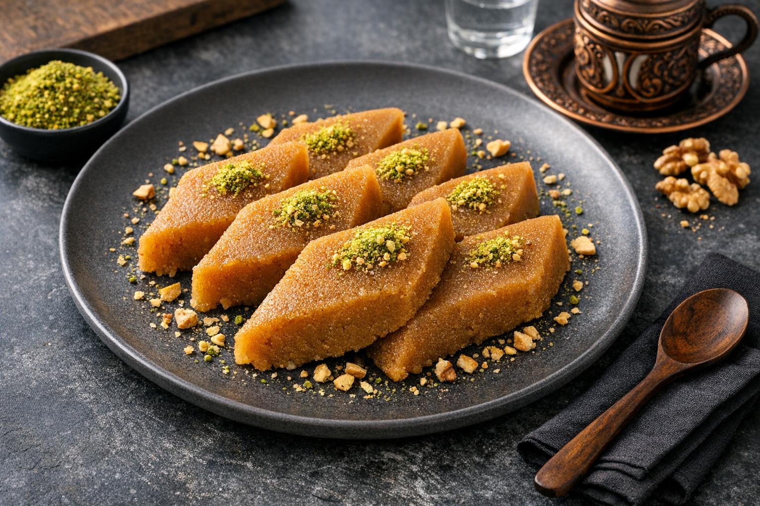 Turkish Flour Halva with Butter and Pine Nuts
