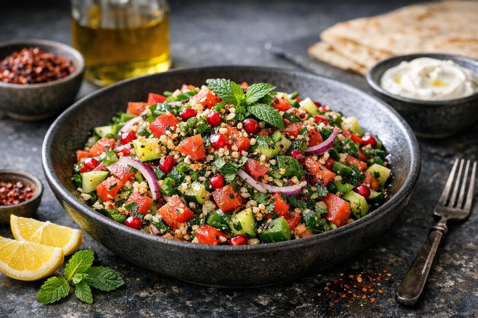 Urfa-Salat - Würziger türkischer Salat mit Bulgur und Granatapfel