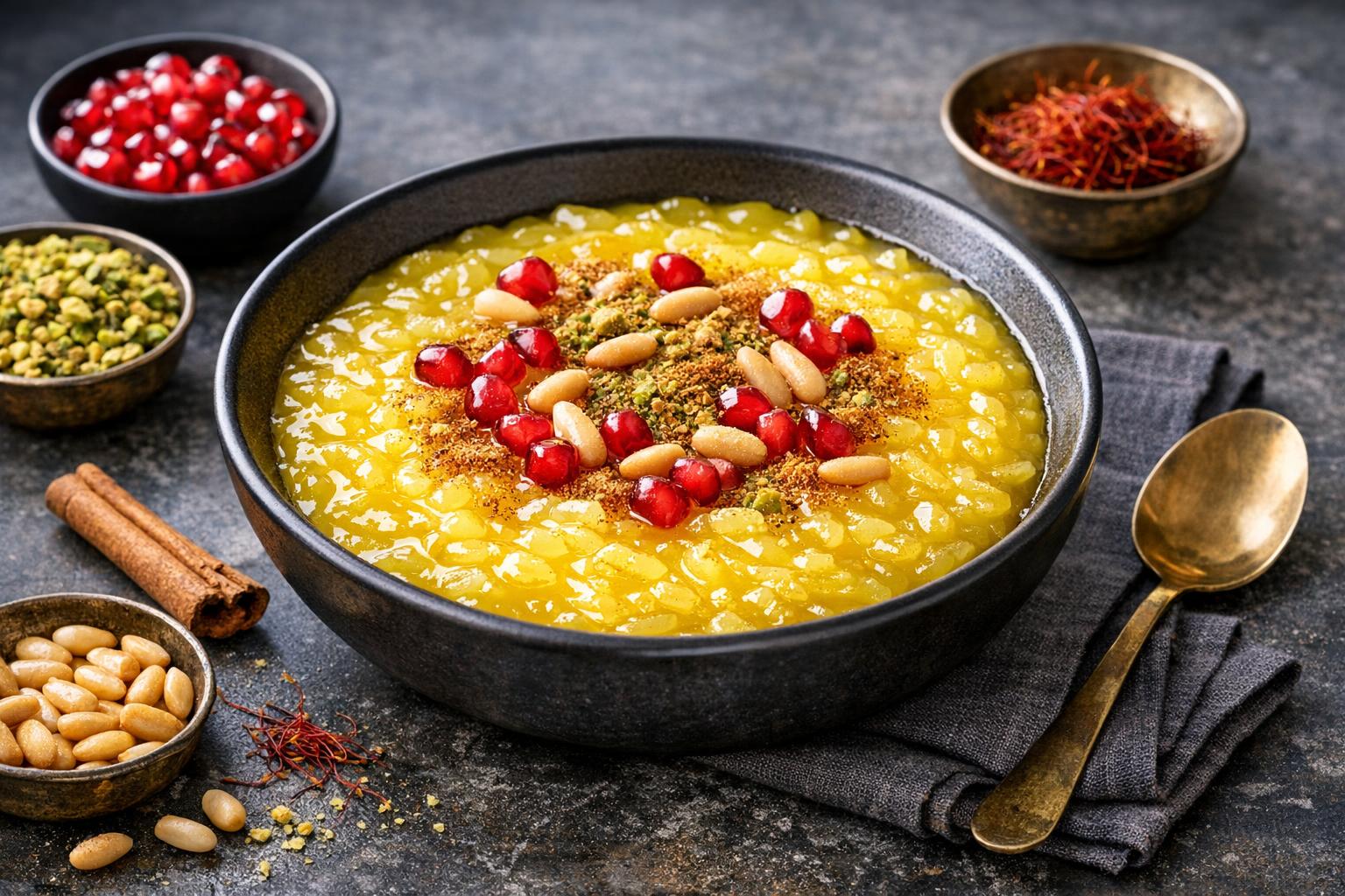 Turkish Saffron Rice Pudding (Zerde)