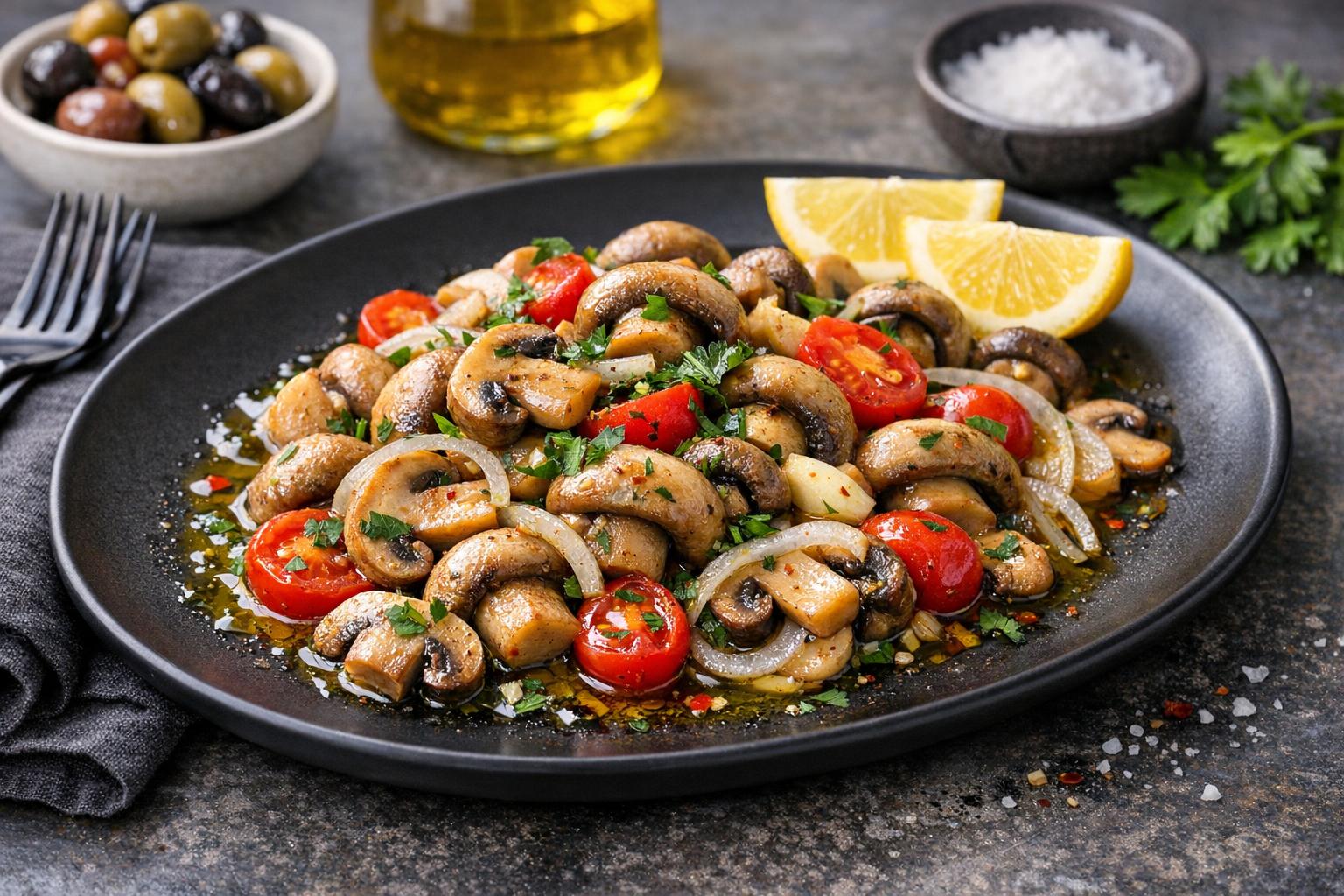 Turkish Mushrooms in Olive Oil with Herbs and Lemon