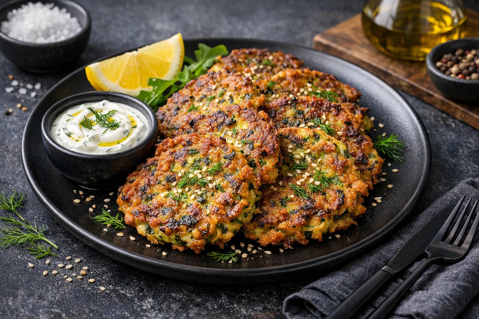 Turkish Zucchini Fritters with Herbs and Cheese